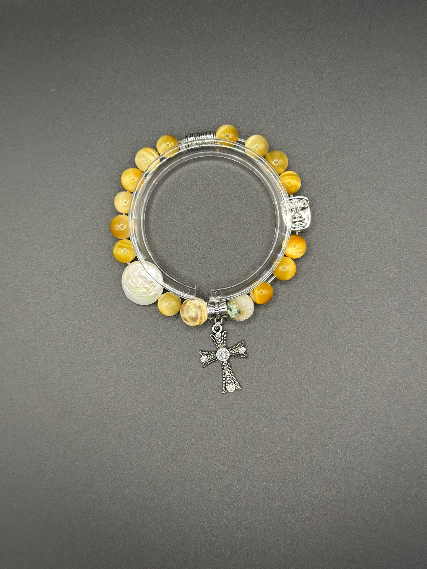 Cross Bracelet W/ Pearl