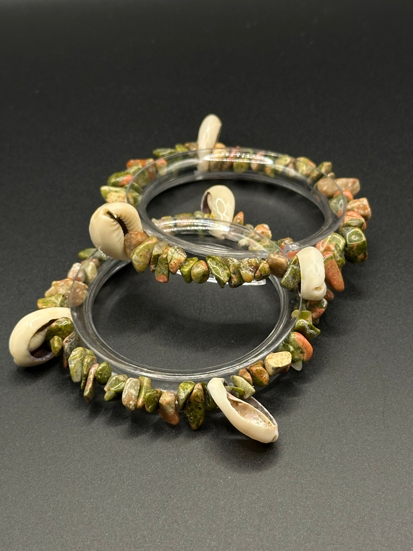Gemstone Bracelets W/ Cowrie Shells (Pair)