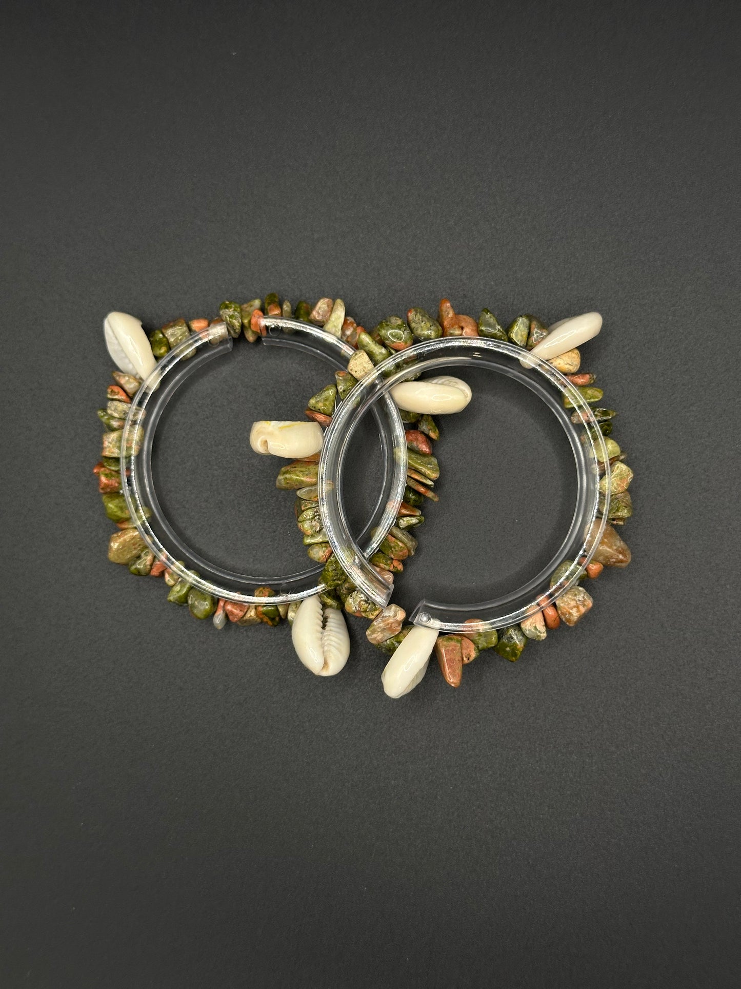 Gemstone Bracelets W/ Cowrie Shells (Pair)