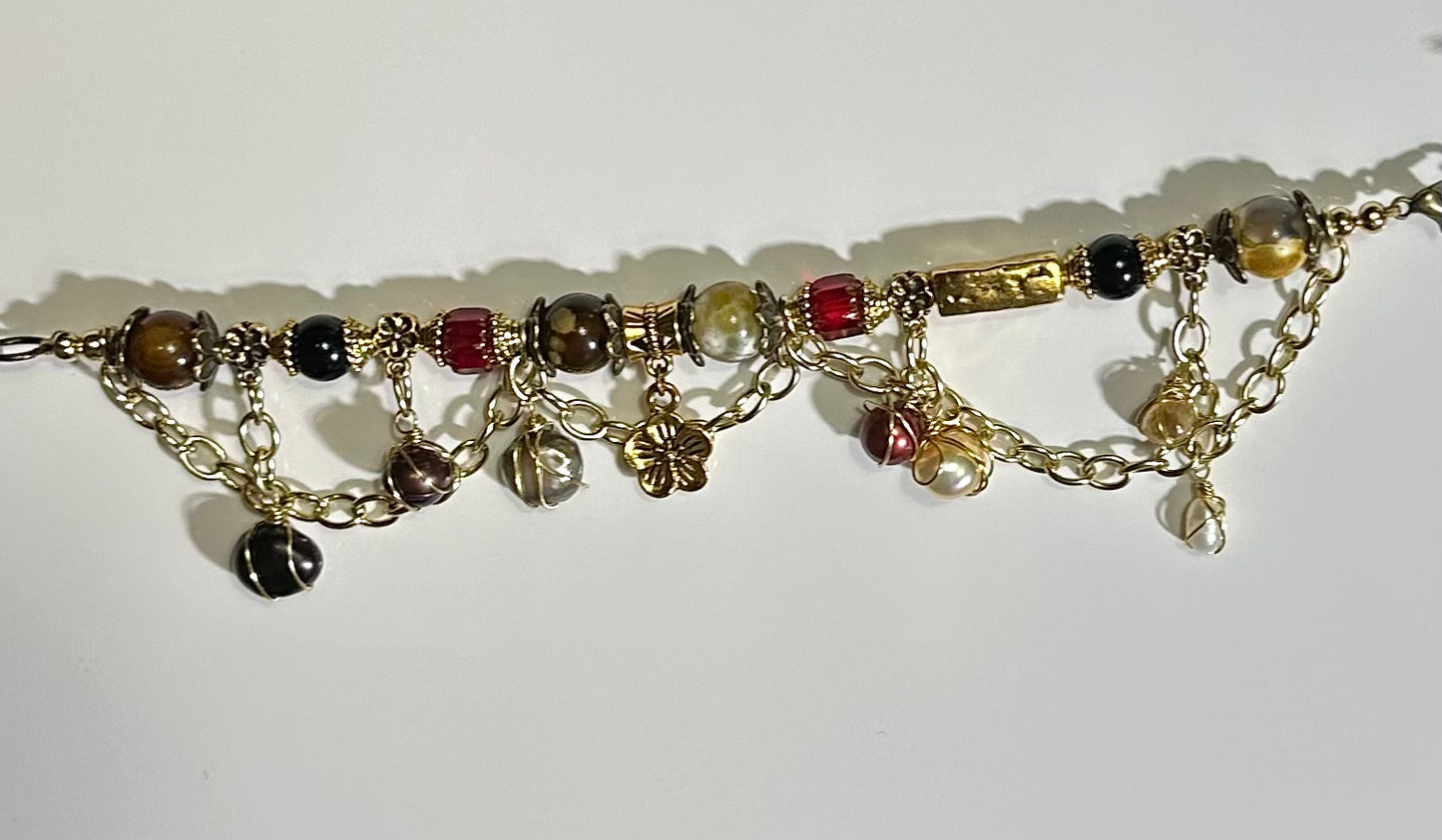 Red & Black Pearl Flower bracelet