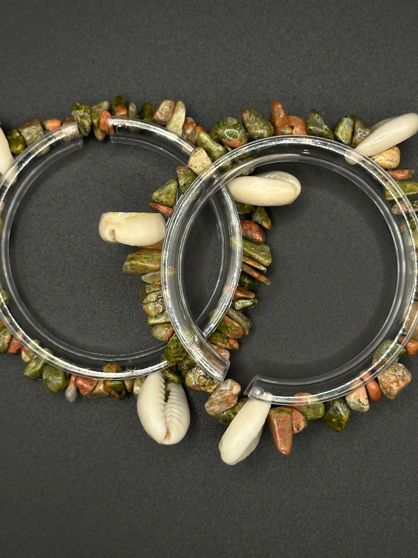 Gemstone Bracelets W/ Cowrie Shells (Pair)