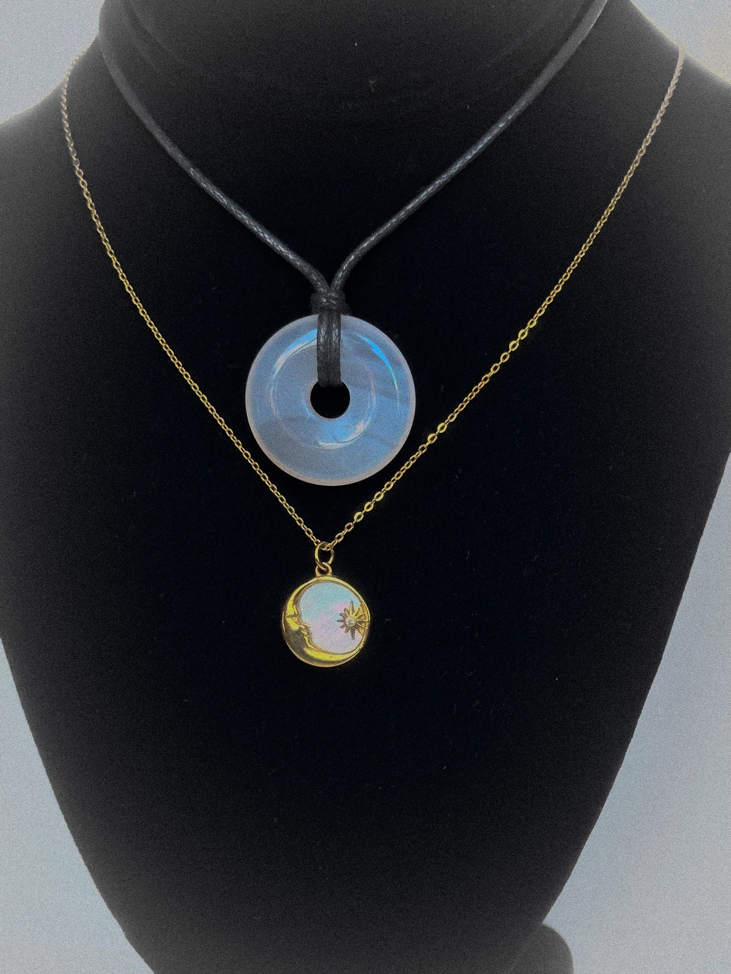 Grey Agate / Sun&Moon Necklace SET