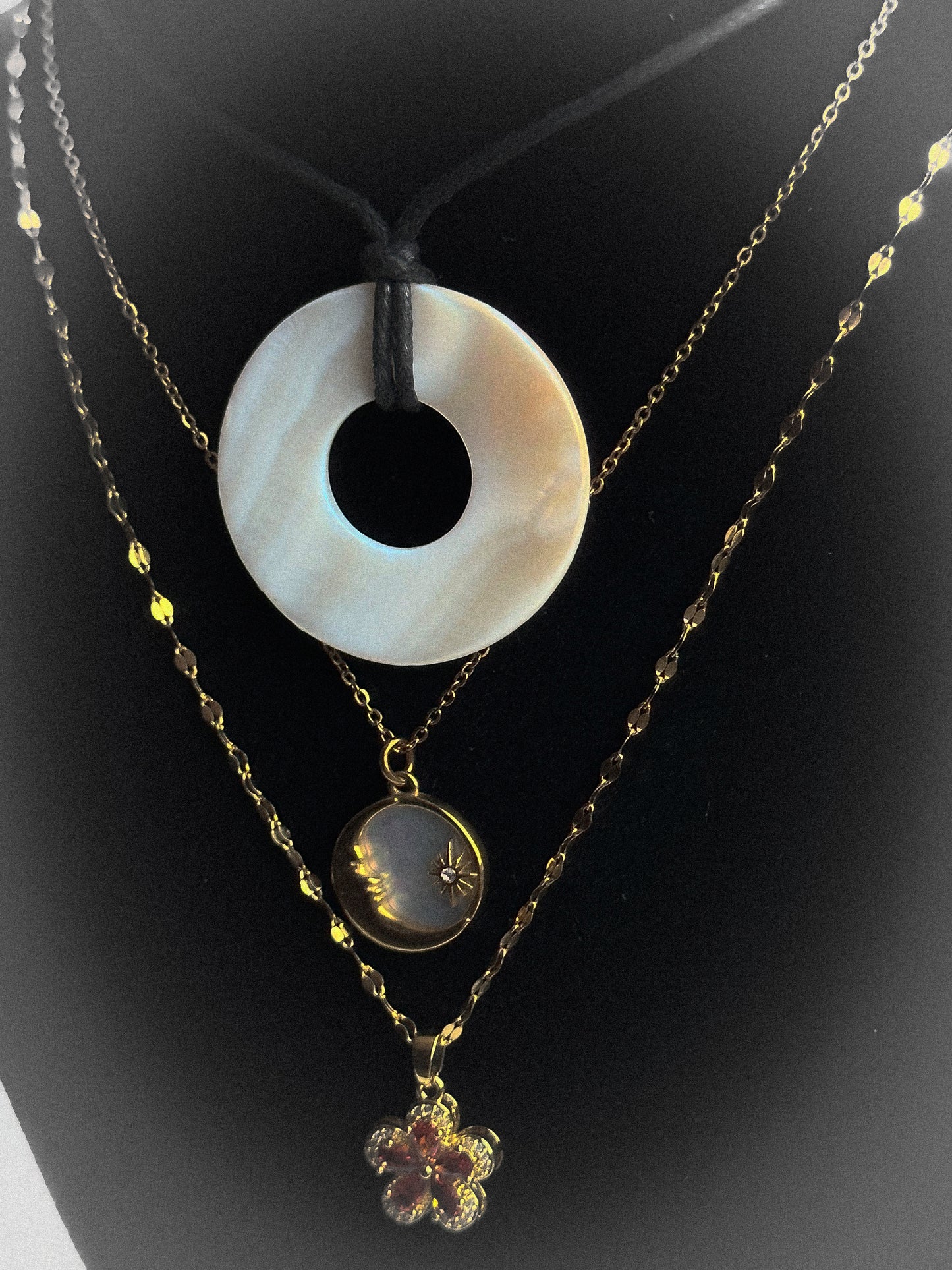 MOP/Sun&Moon/Ruby Daisy Necklace SET