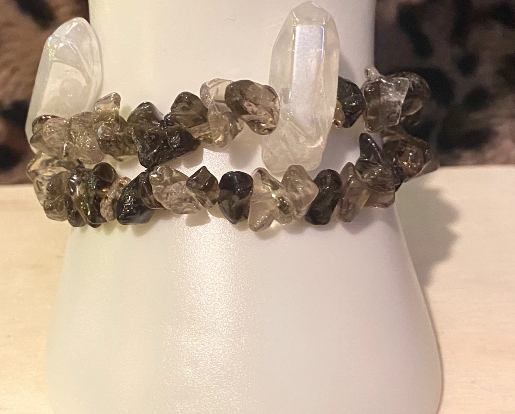 Smoky Topaz w/ Clear Quartz Crystal (Bracelet)
