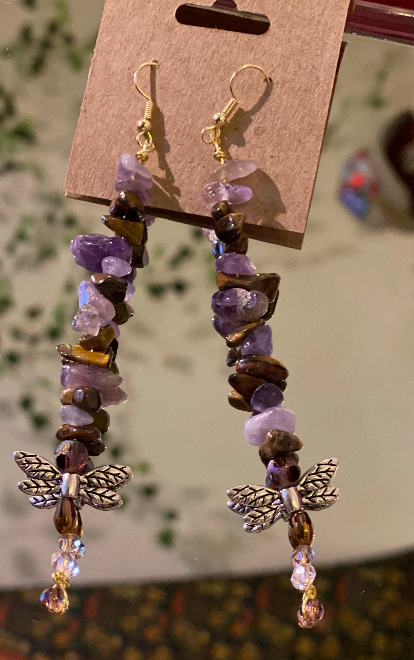 Purple Dragonfly Earrings