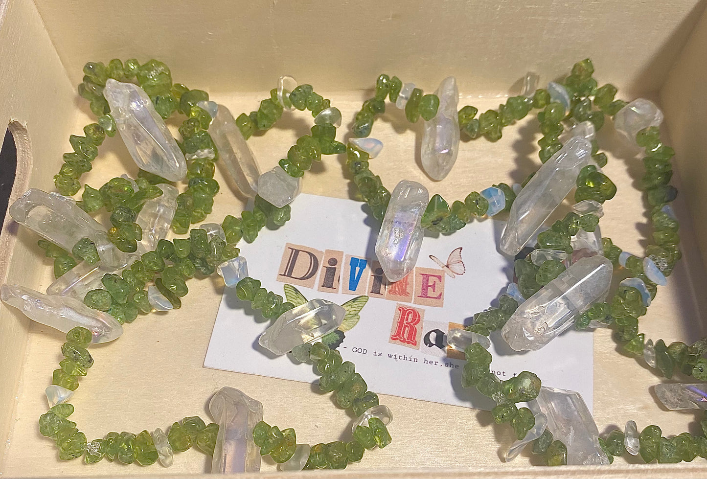 Peridot w/ Clear Quartz Crystals