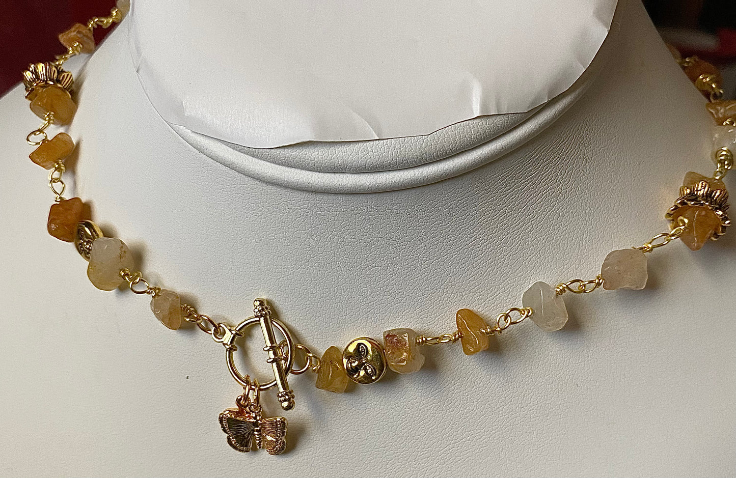 Golden Butterfly Gemstone Choker