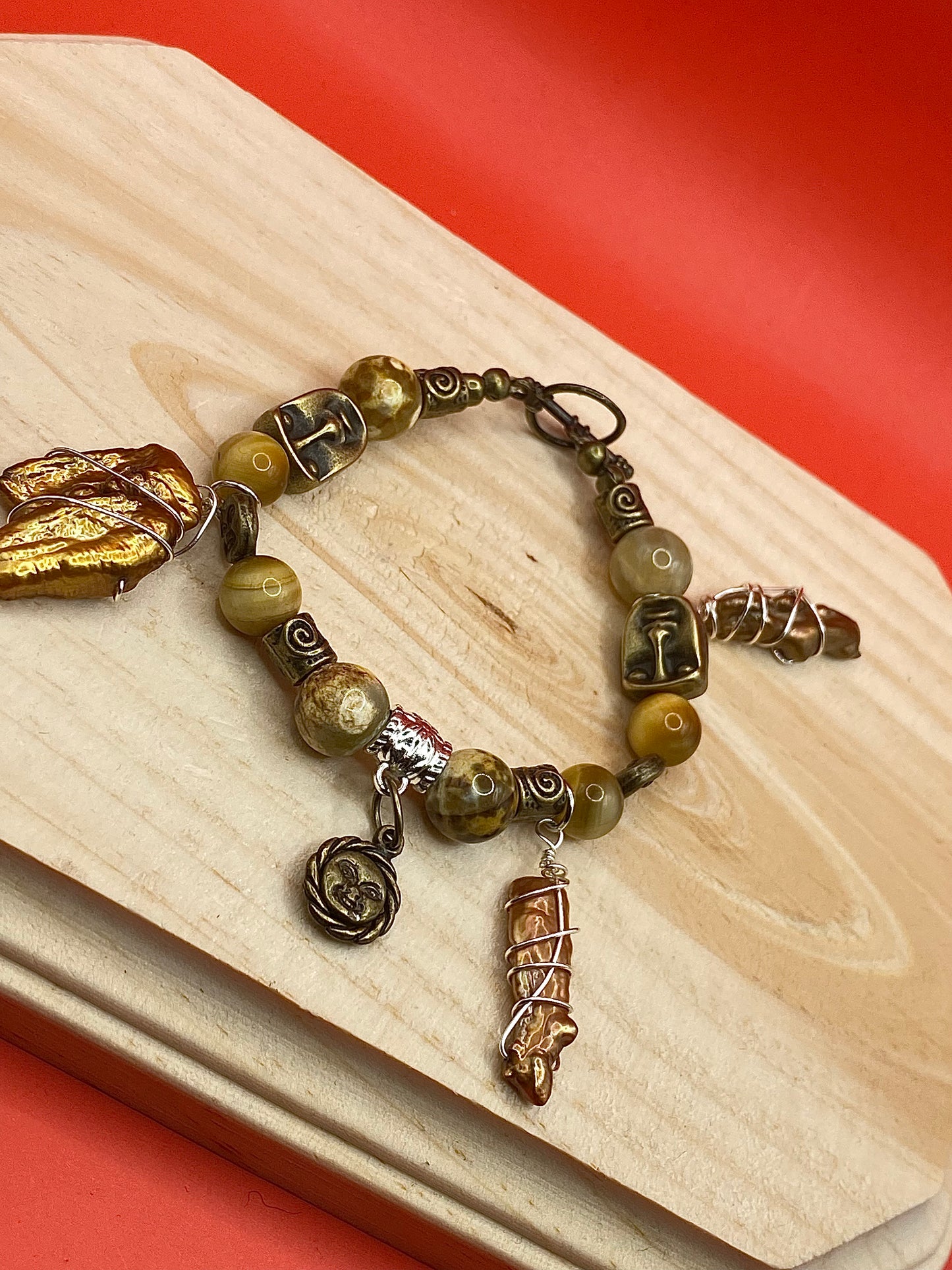 Rustic Face w/ freshwater pearls