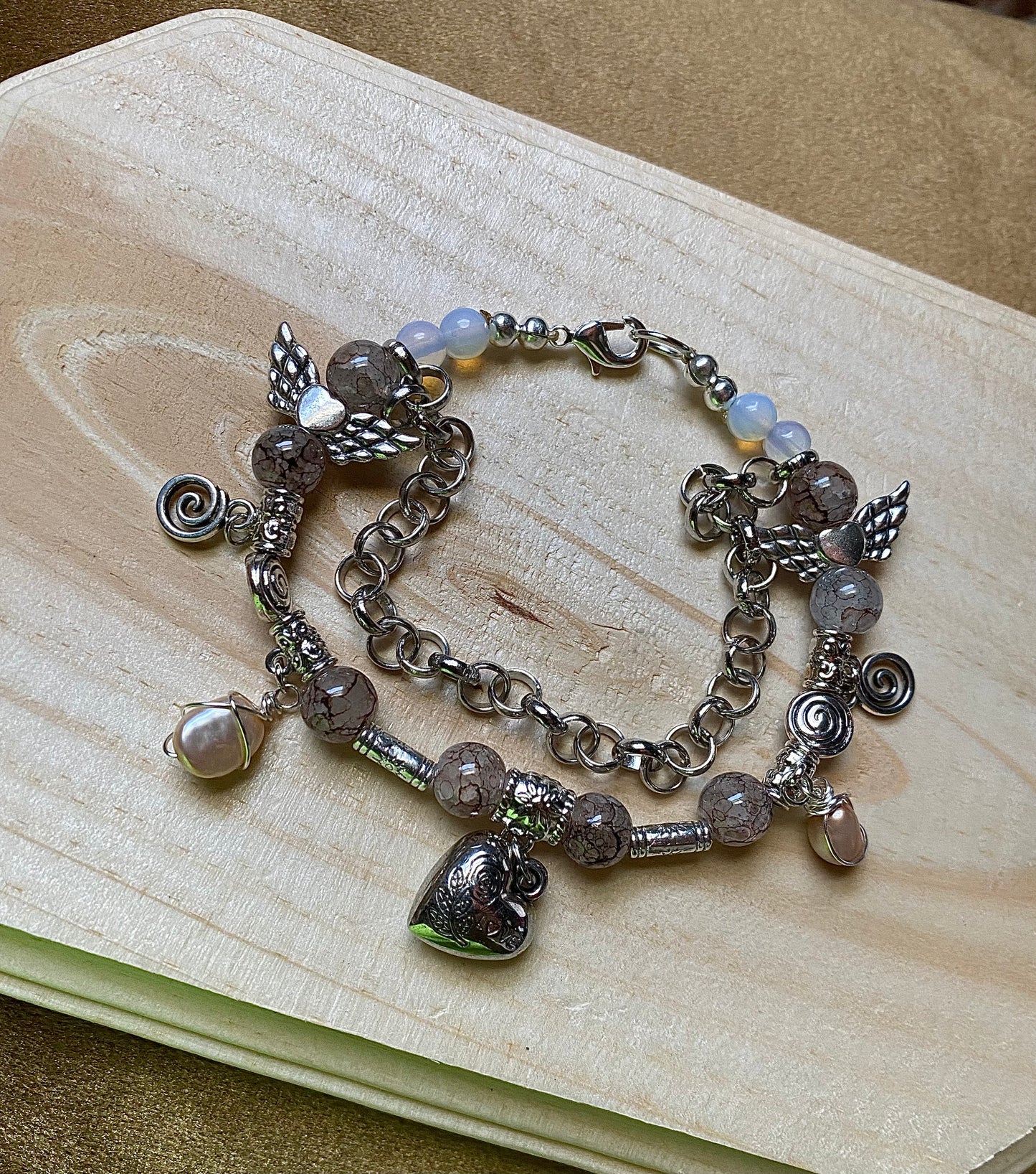 Swirly Heart W/ Freshwater Pearls