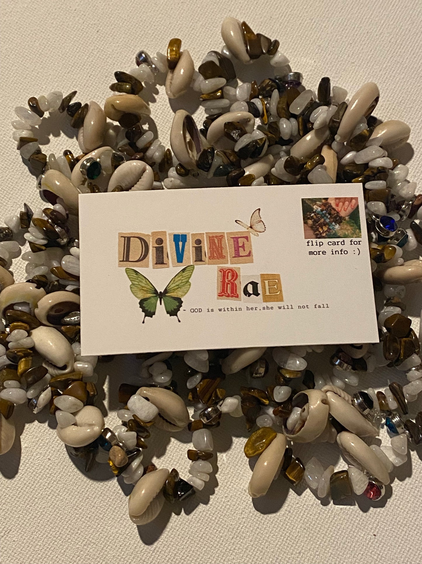 Tiger Eye & White Beads W/ Sea Shells