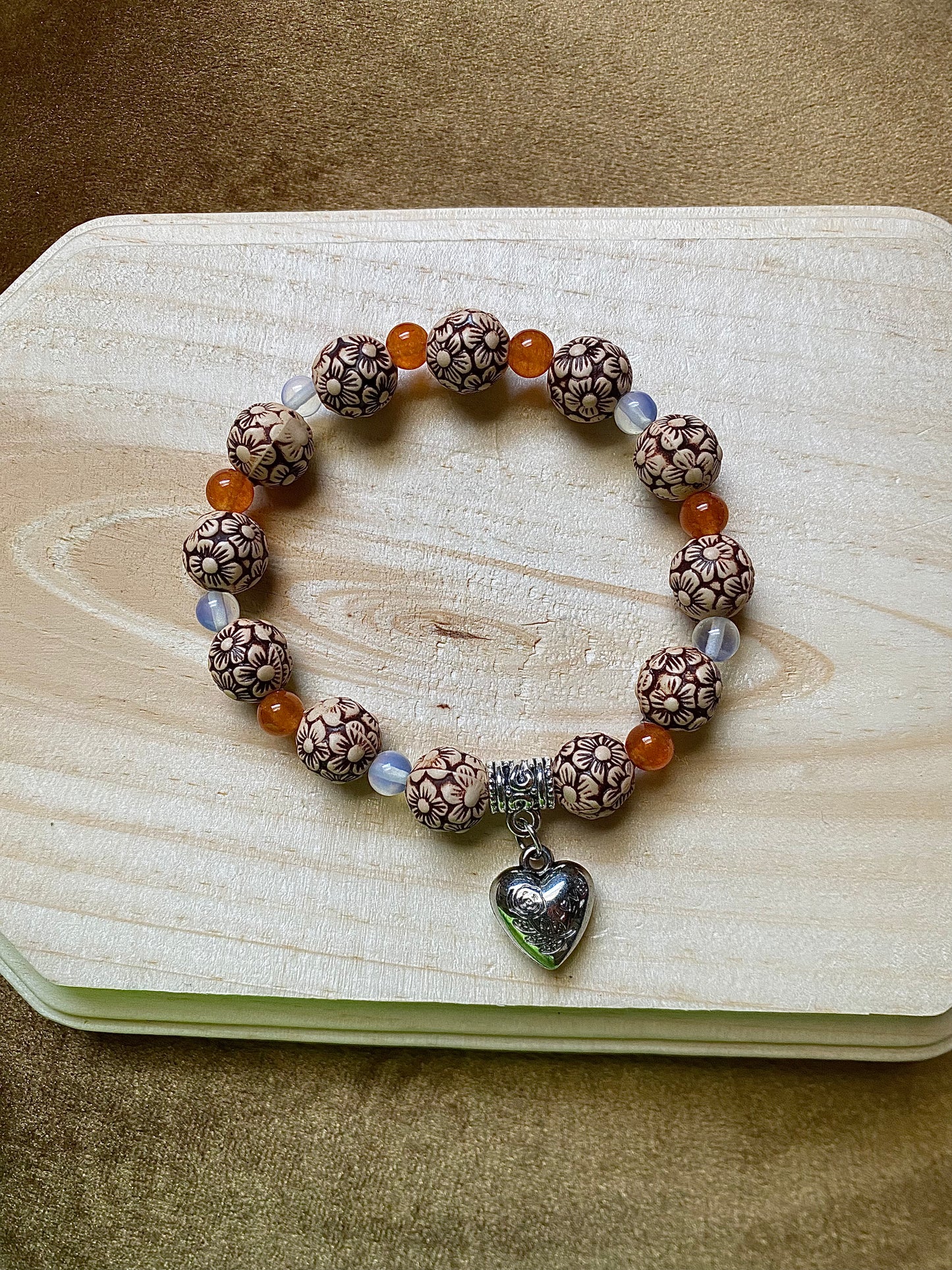 Orange x Clear Floral Heart