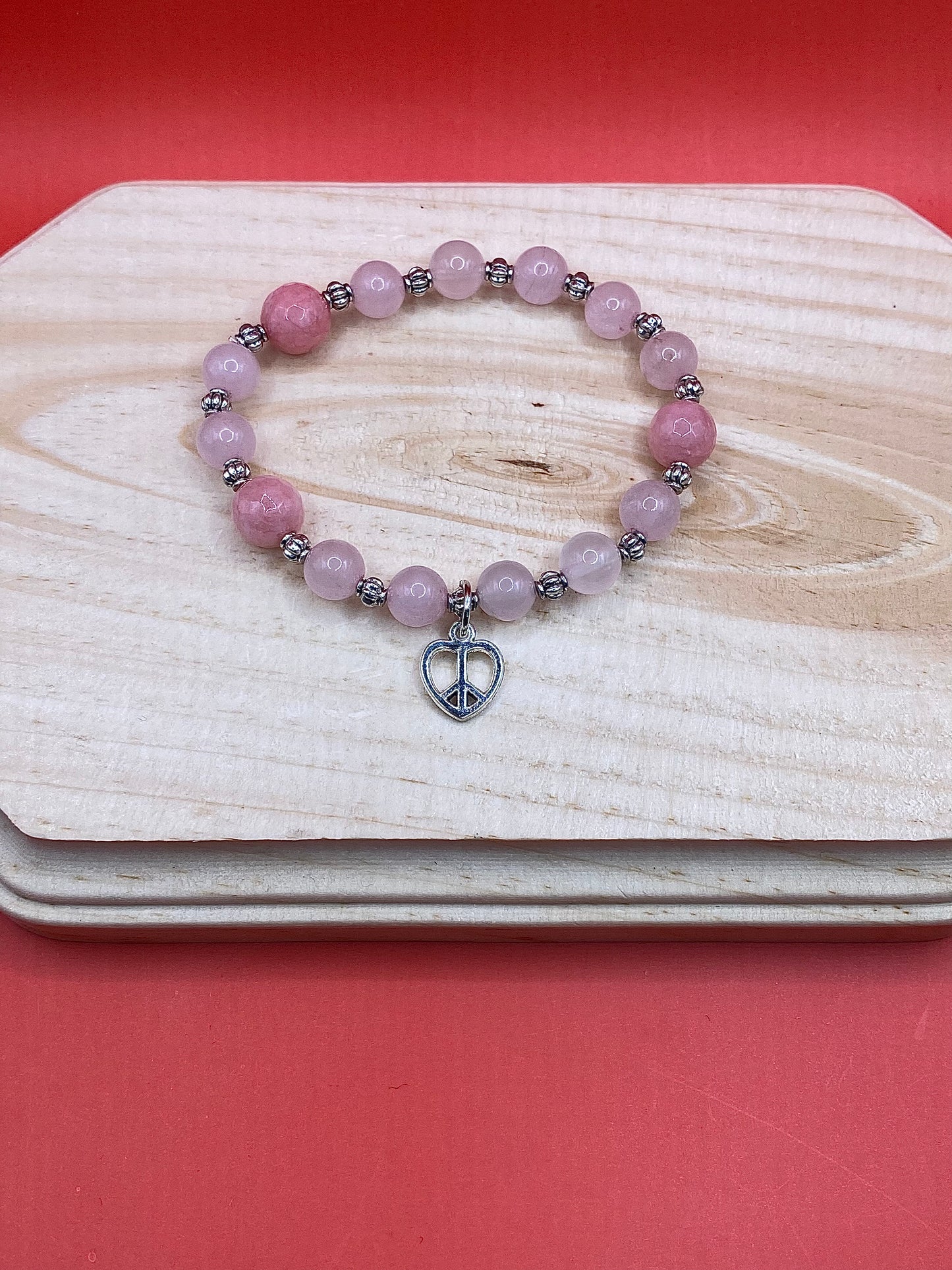 Metallic Pink Heart Peace