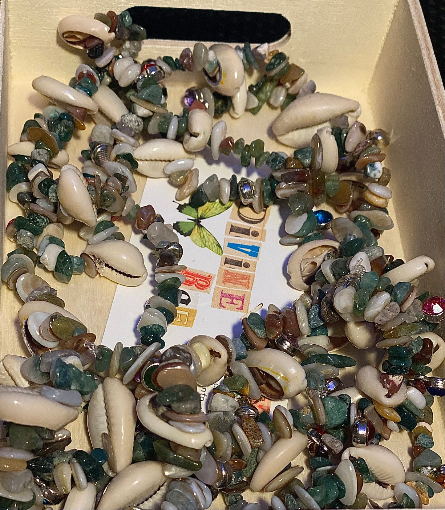 Indian Agate W/ Seashells & Charms