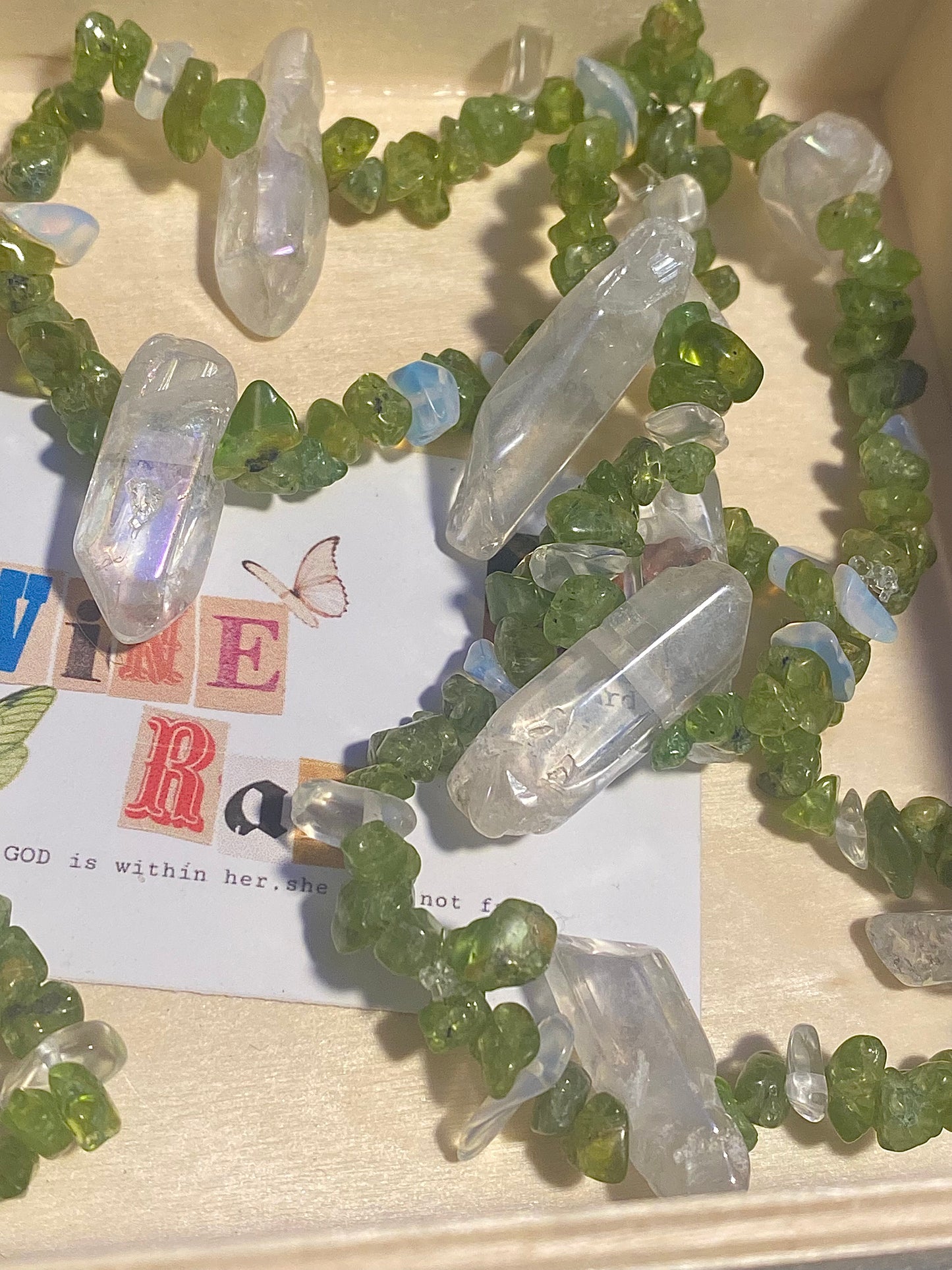 Peridot w/ Clear Quartz Crystals