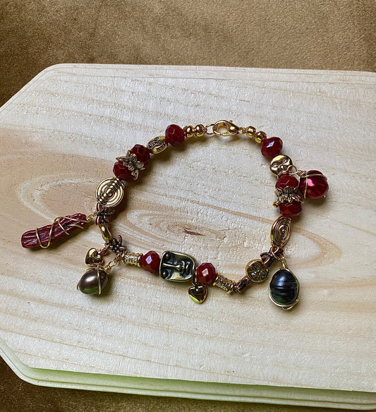 Red Swirl X Face W/ Freshwater Pearls