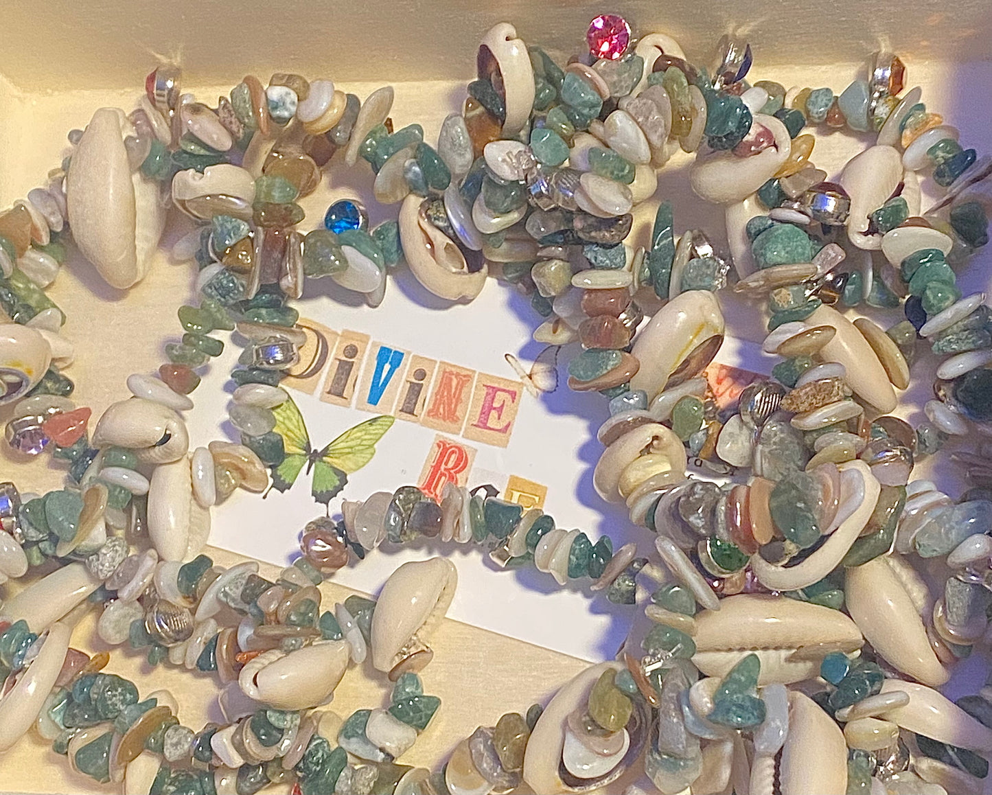 Indian Agate W/ Seashells & Charms