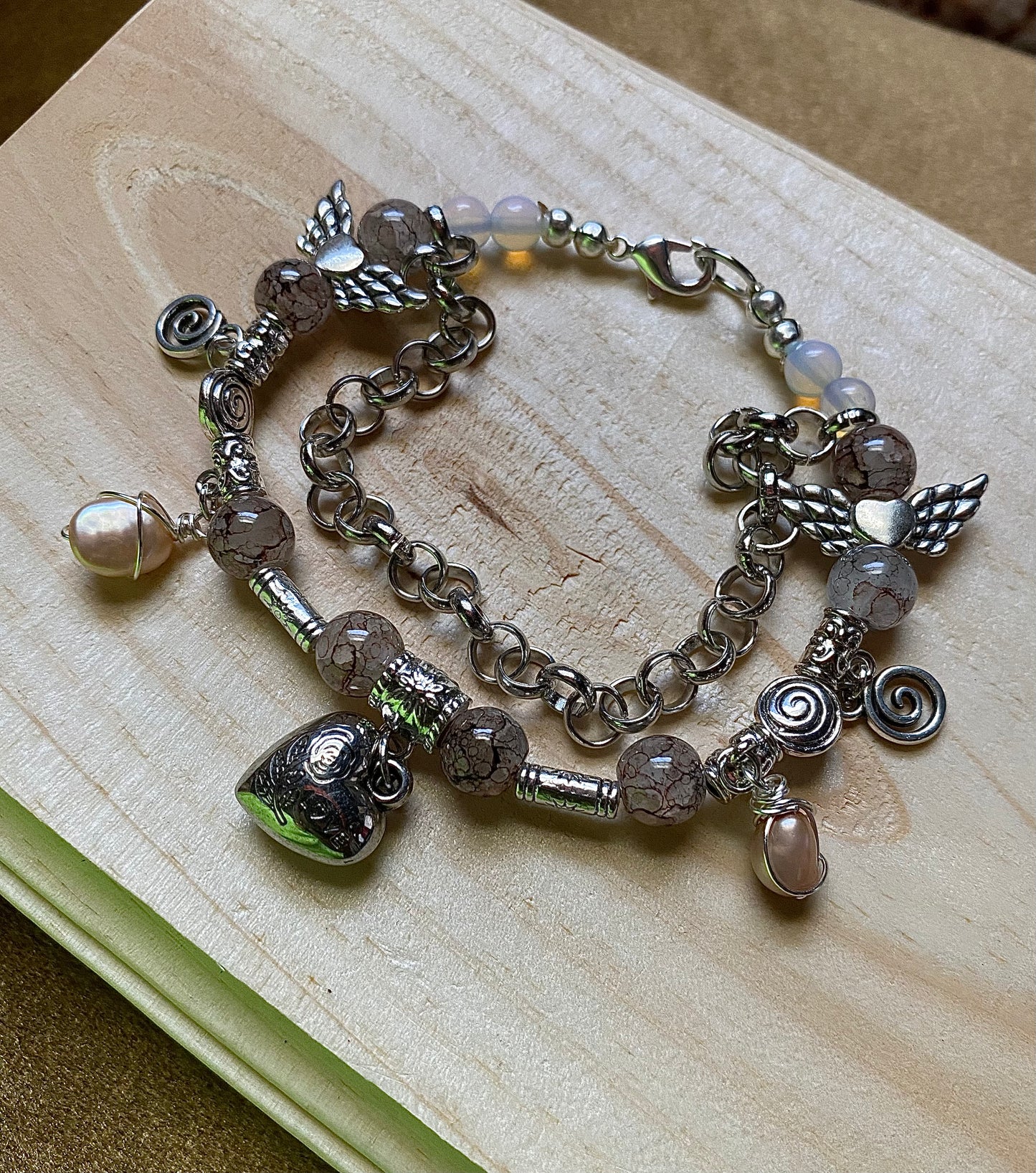 Swirly Heart W/ Freshwater Pearls