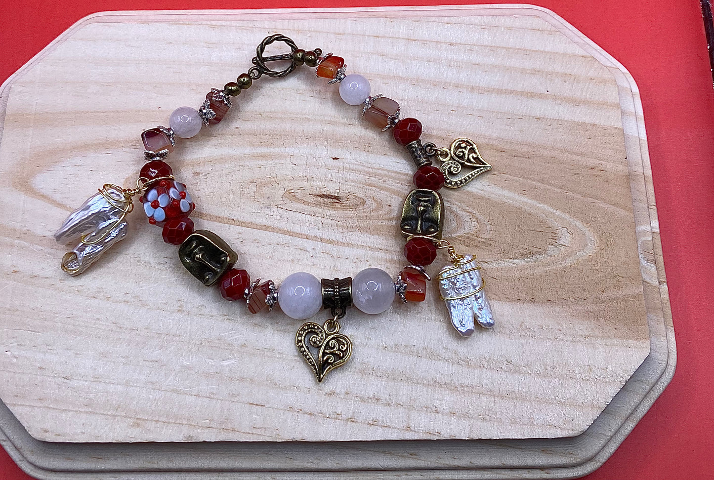 Red X Carnelian W/Freshwater Pearls