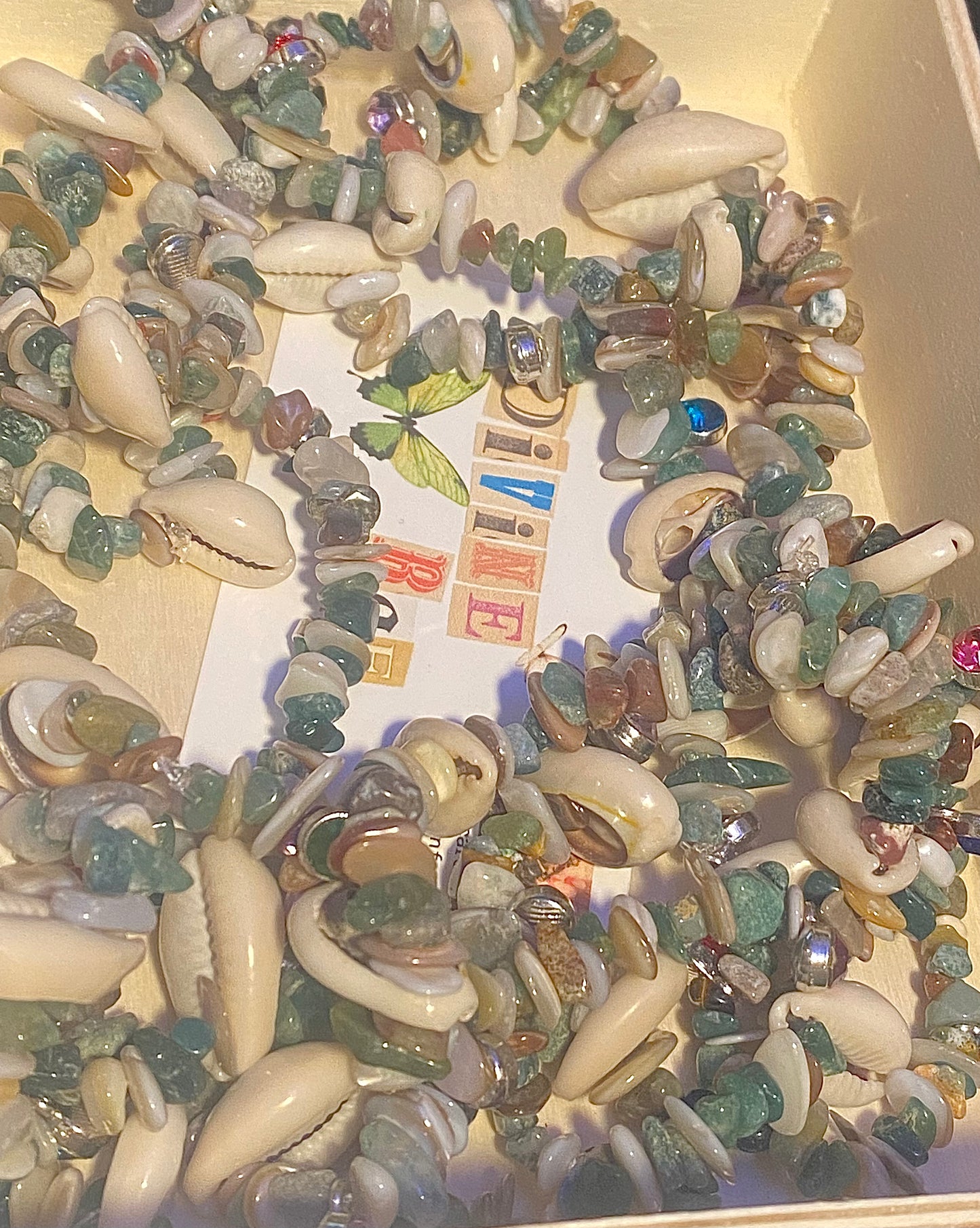 Indian Agate W/ Seashells & Charms