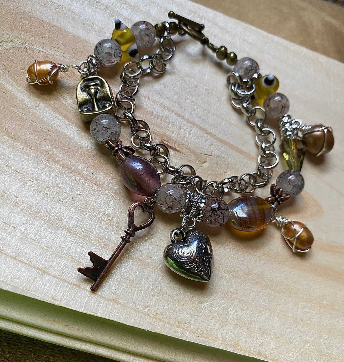 Heart Charm W/ Freshwater Pearls