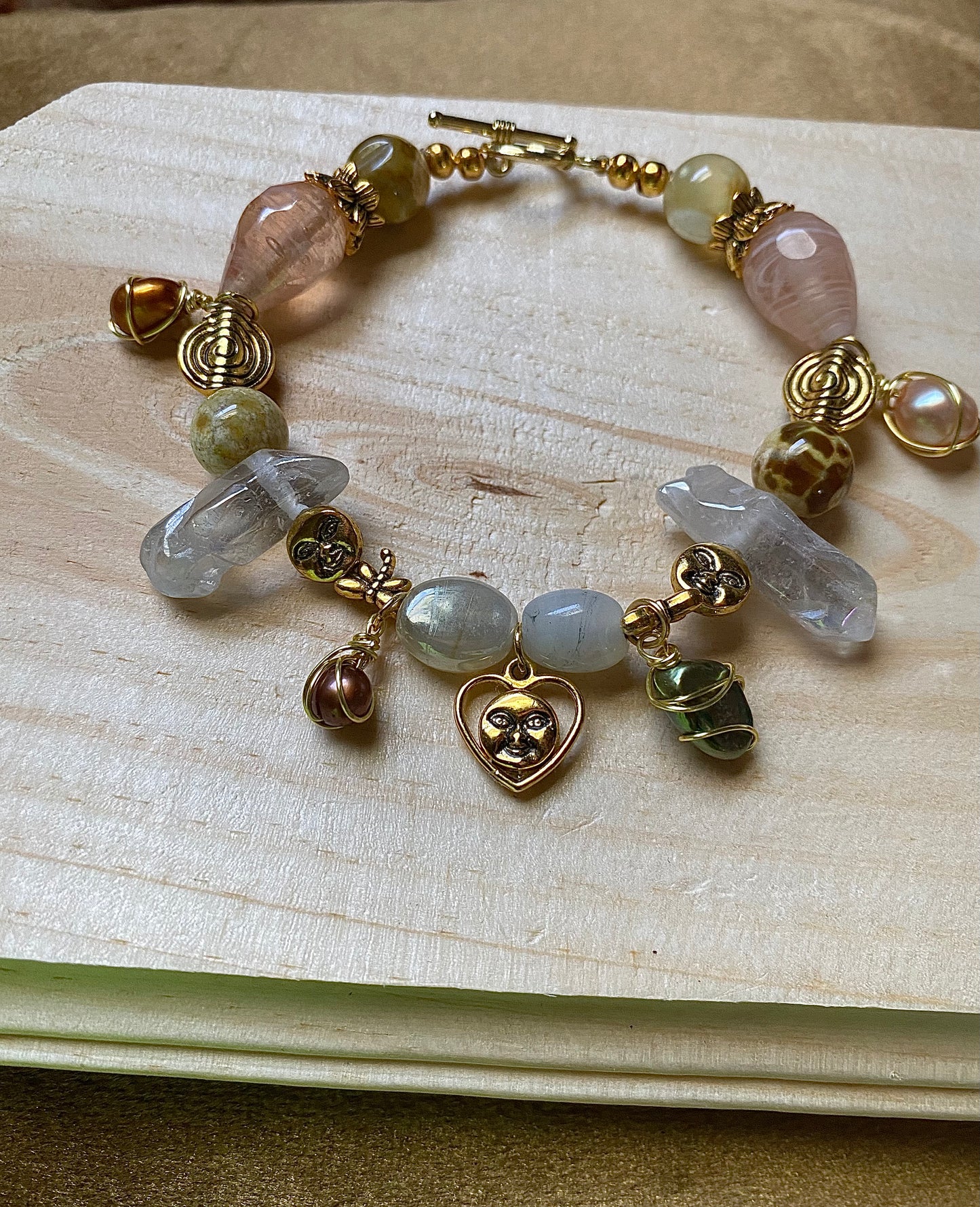 Crystal Heart W/ Freshwater Pearls