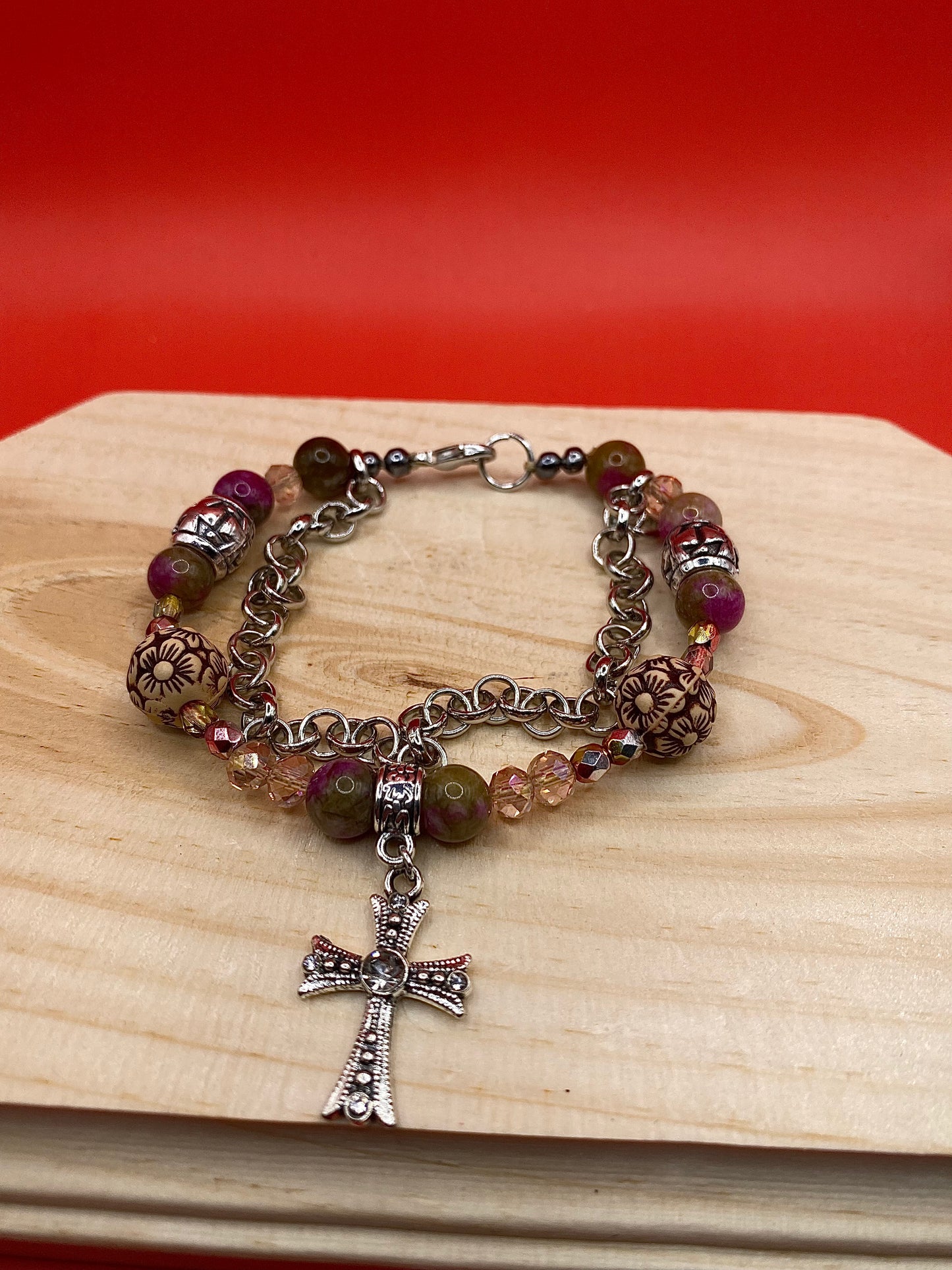 Pink Cross Bracelet