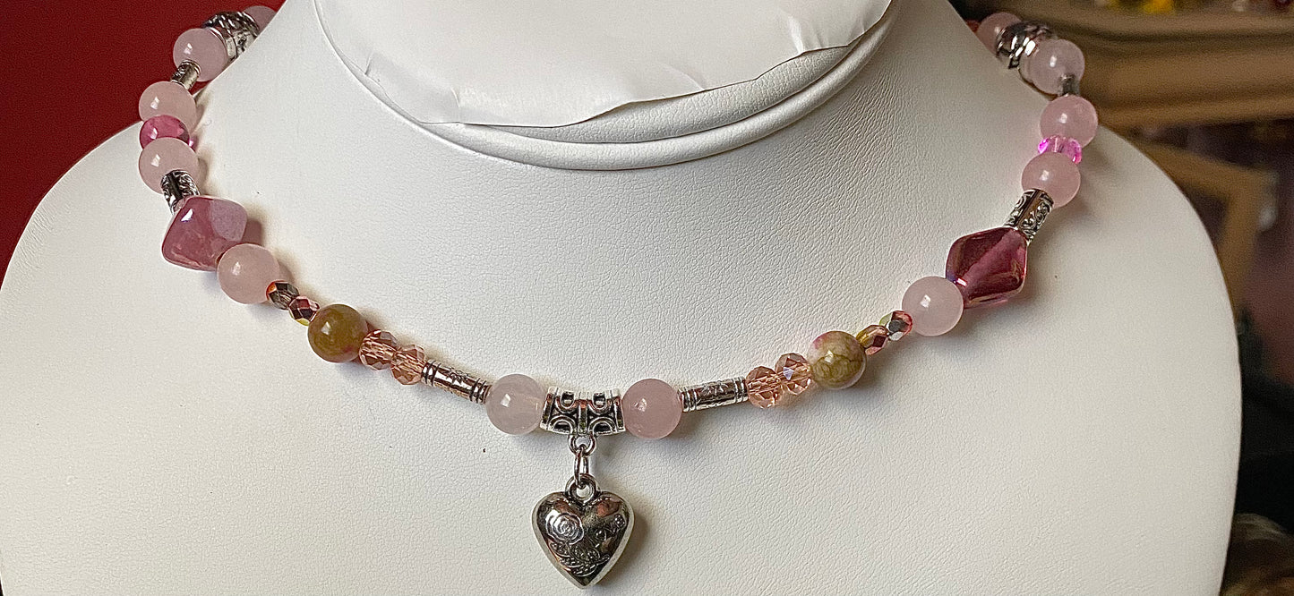 Pink Heart Choker
