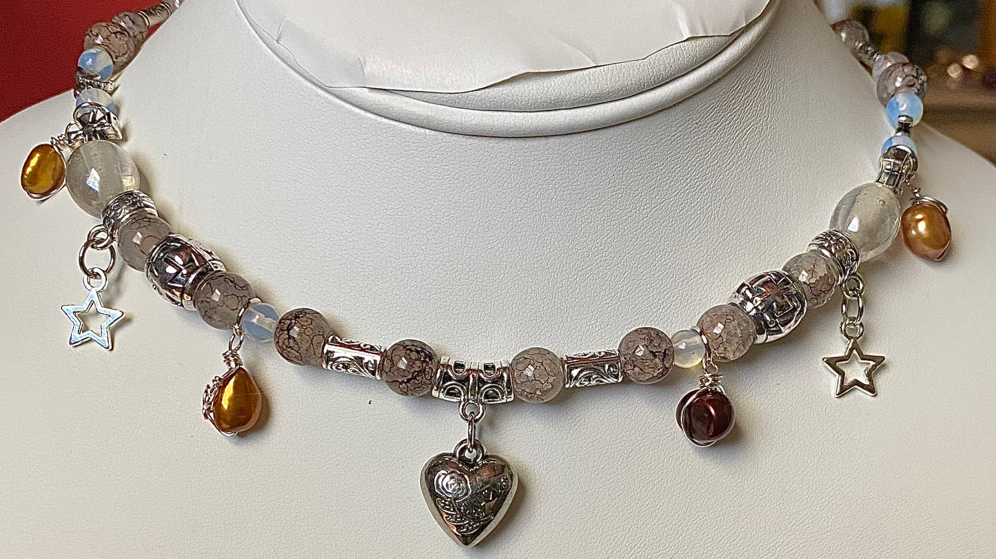 Heart Choker w/ Freshwater Pearls