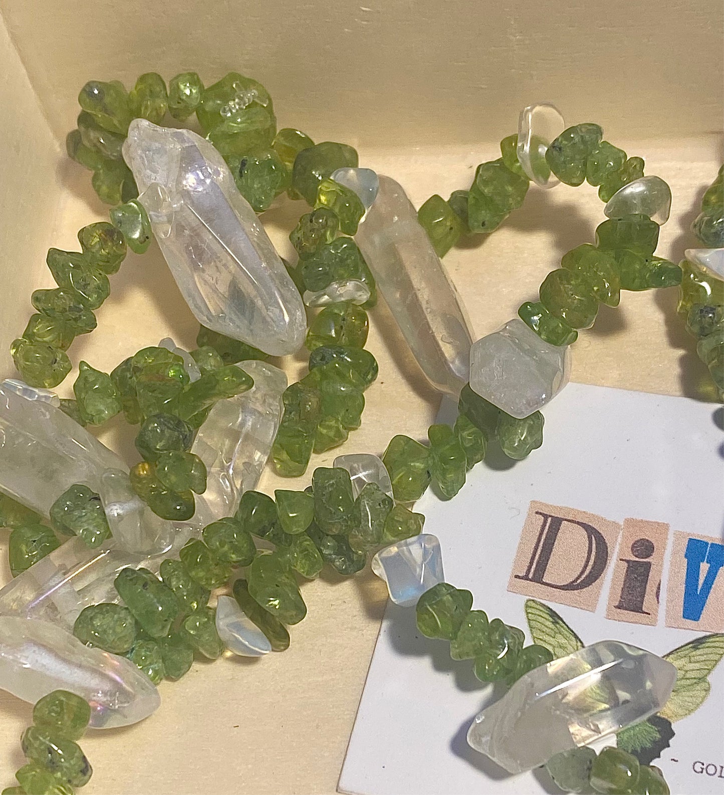 Peridot w/ Clear Quartz Crystals