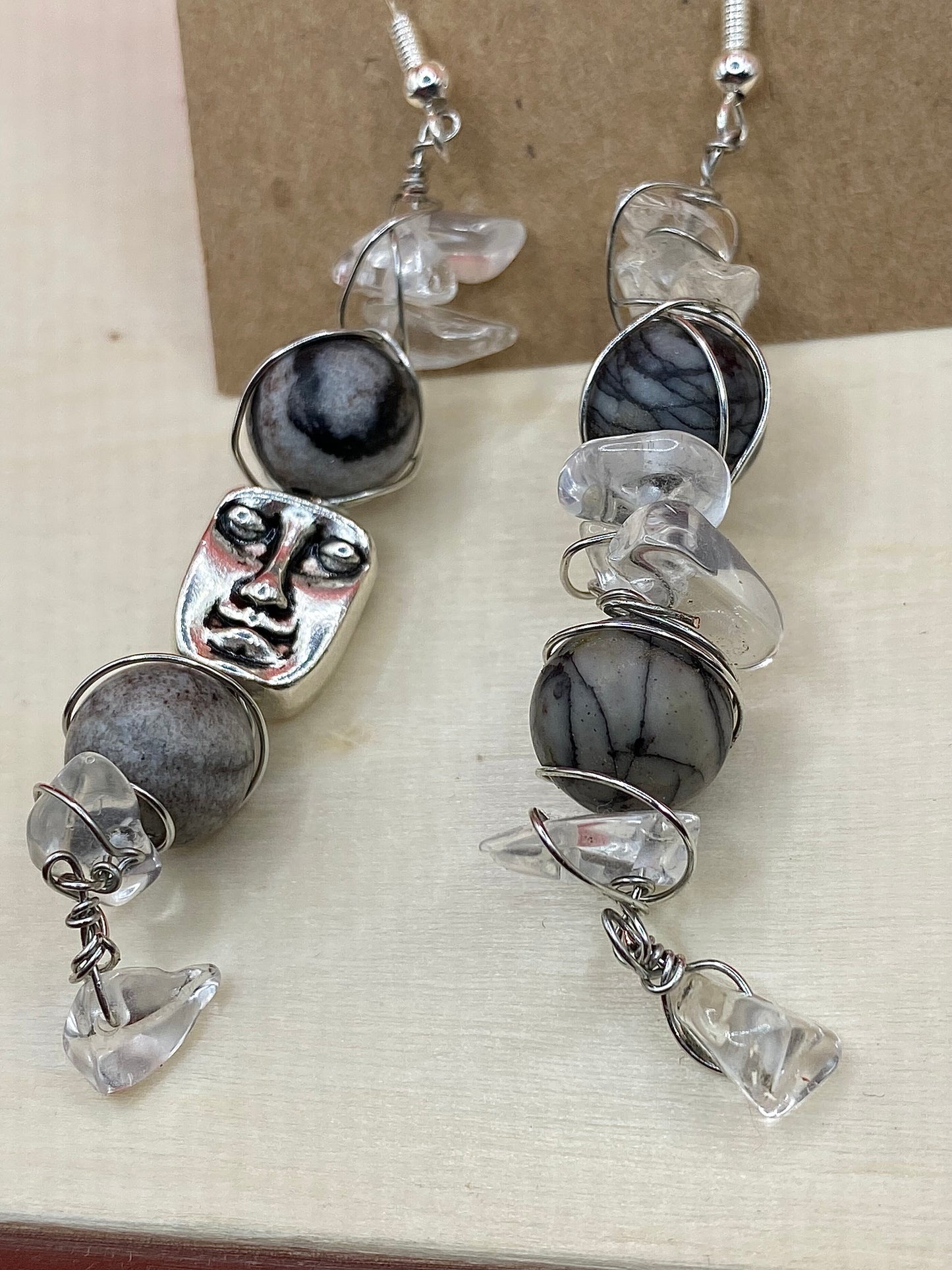 Wire Wrapped Face Earrings