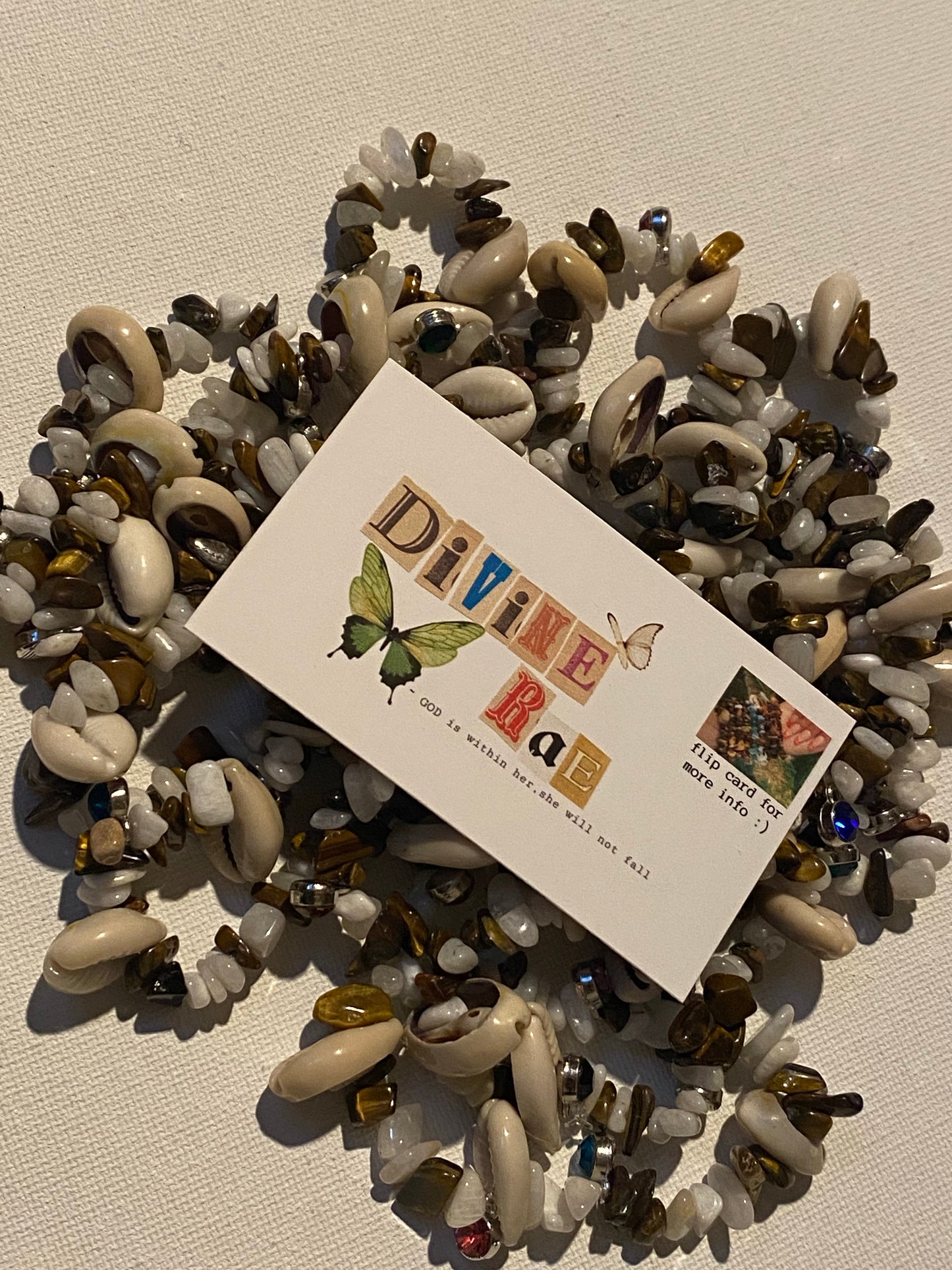 Tiger Eye & White Beads W/ Sea Shells