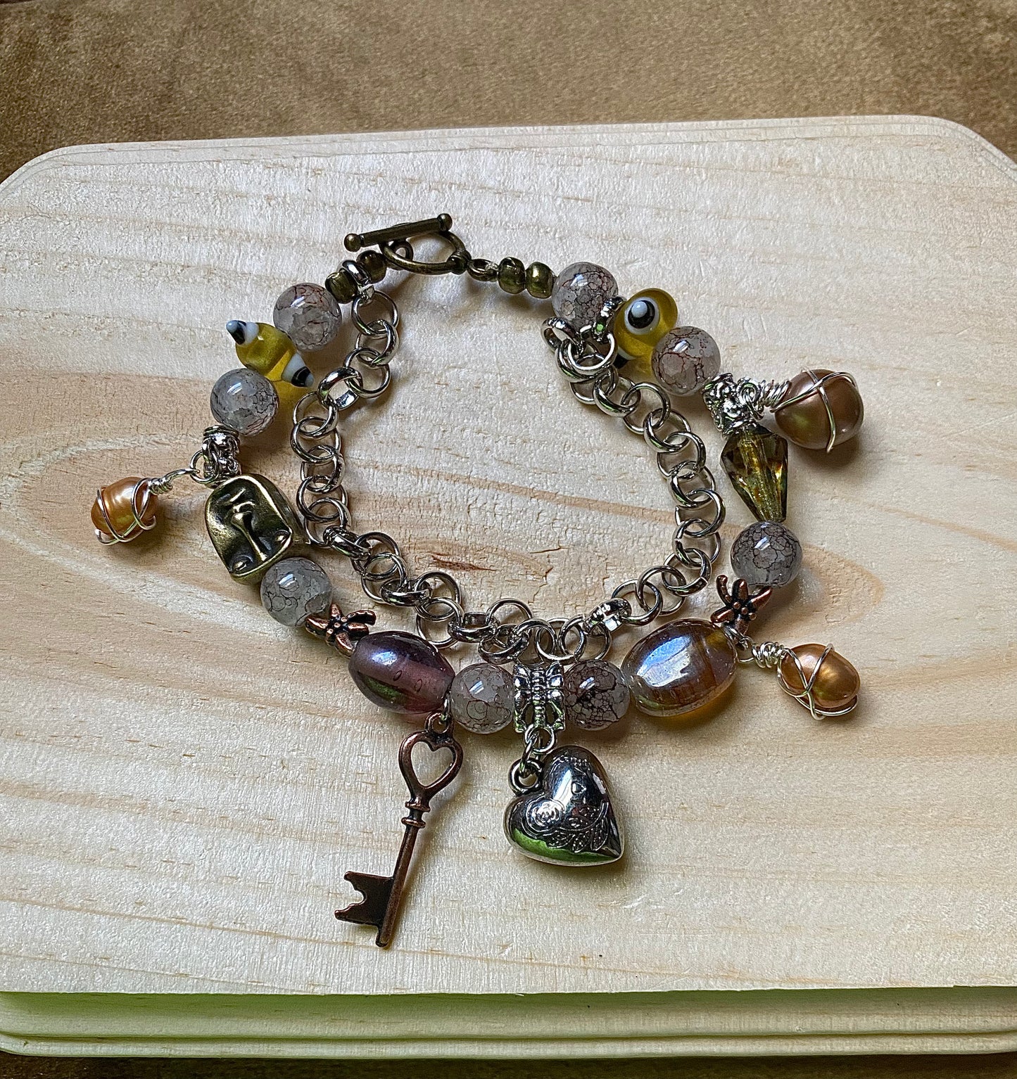 Heart Charm W/ Freshwater Pearls