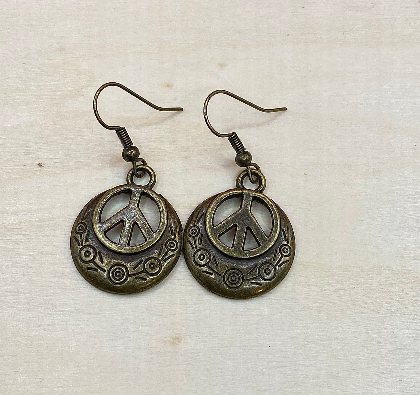 Bronze Peace Earrings