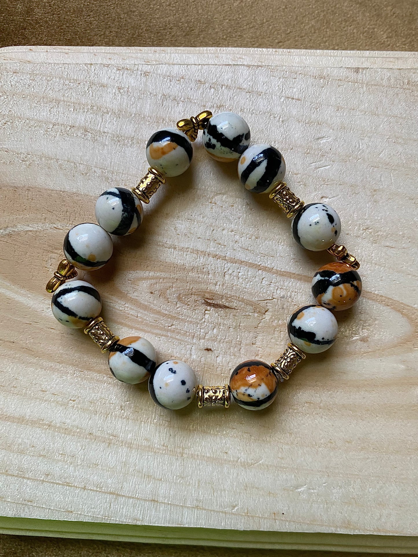 White & Orange Gold Stripe