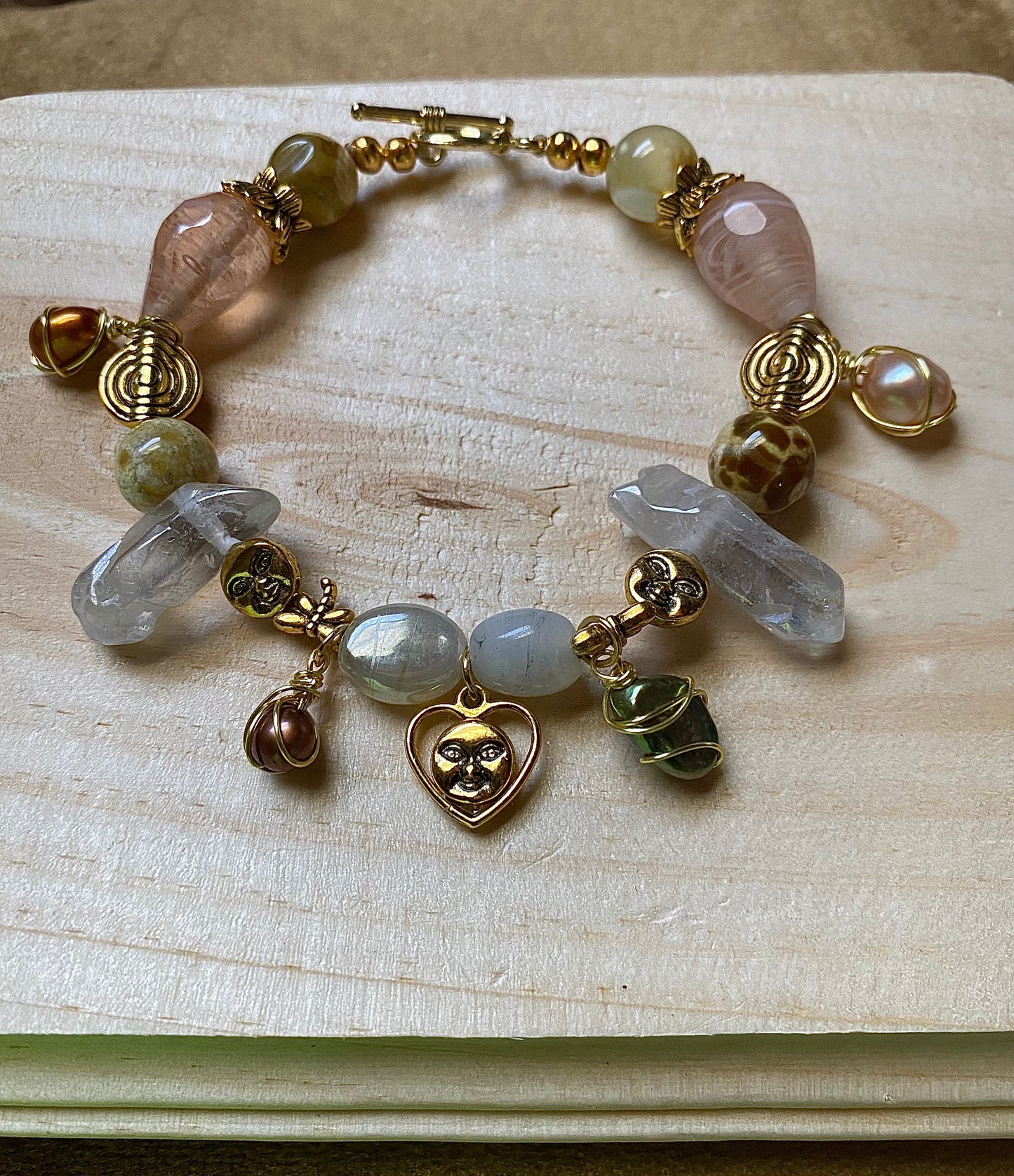Crystal Heart W/ Freshwater Pearls