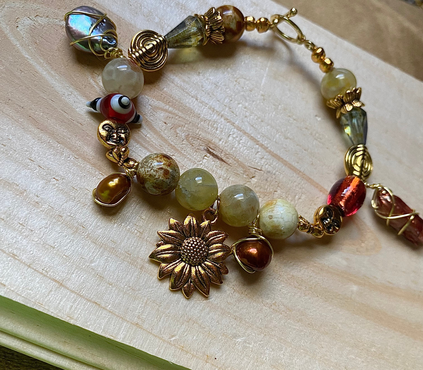 Sunflower W/ Freshwater Pearls