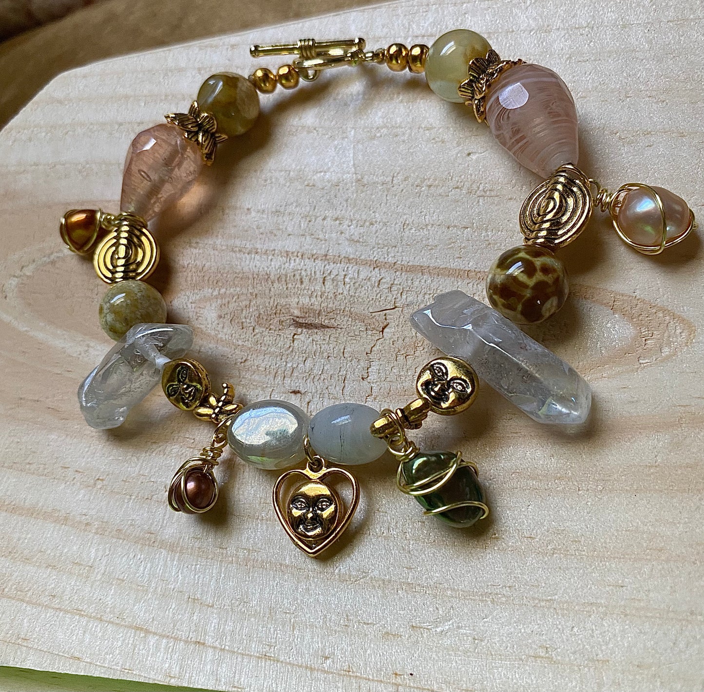 Crystal Heart W/ Freshwater Pearls