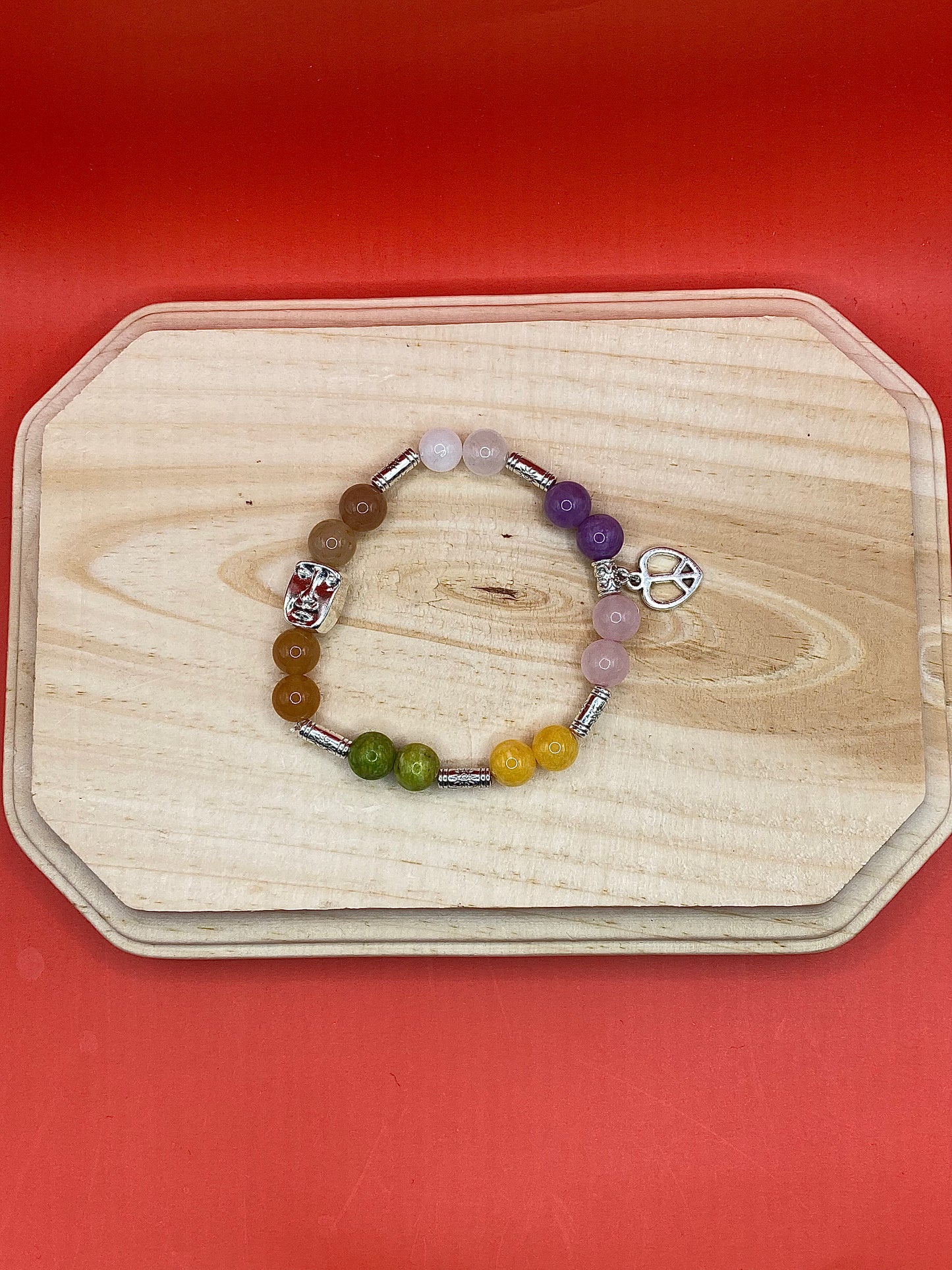 Multi Crystal Face Peace Heart