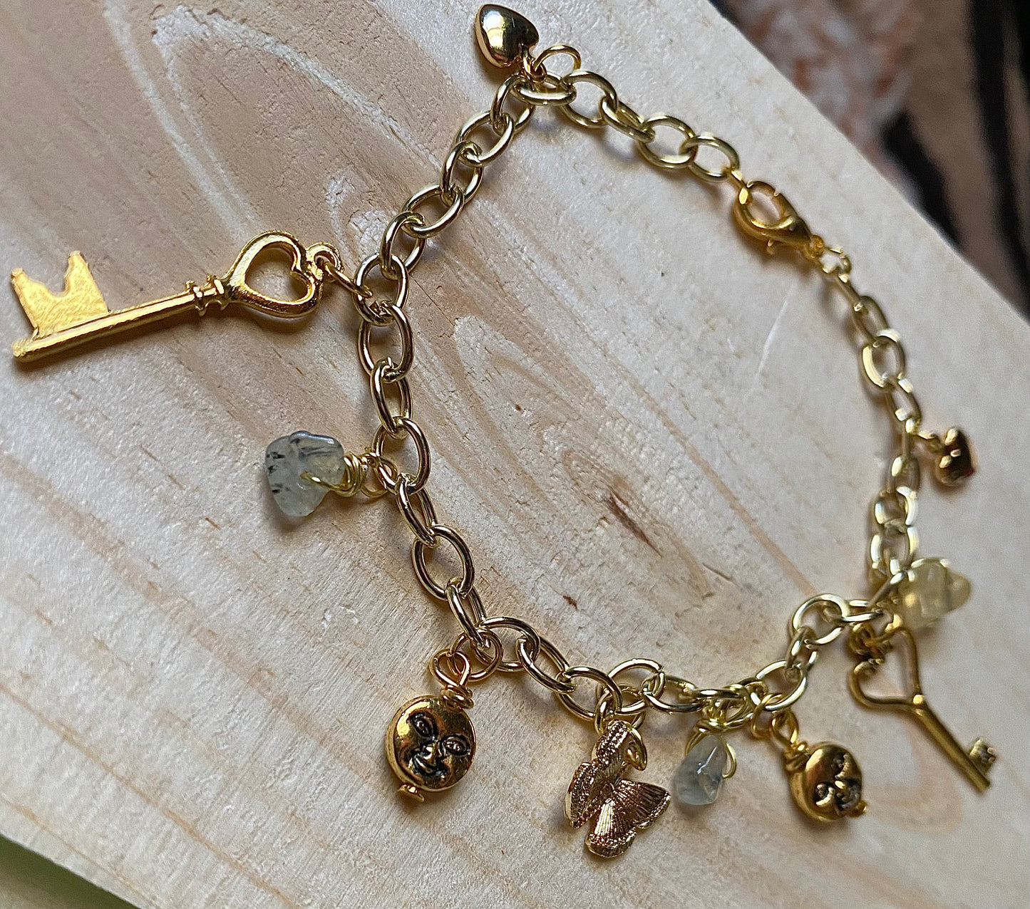 Golden Prehnite Charm Anklet