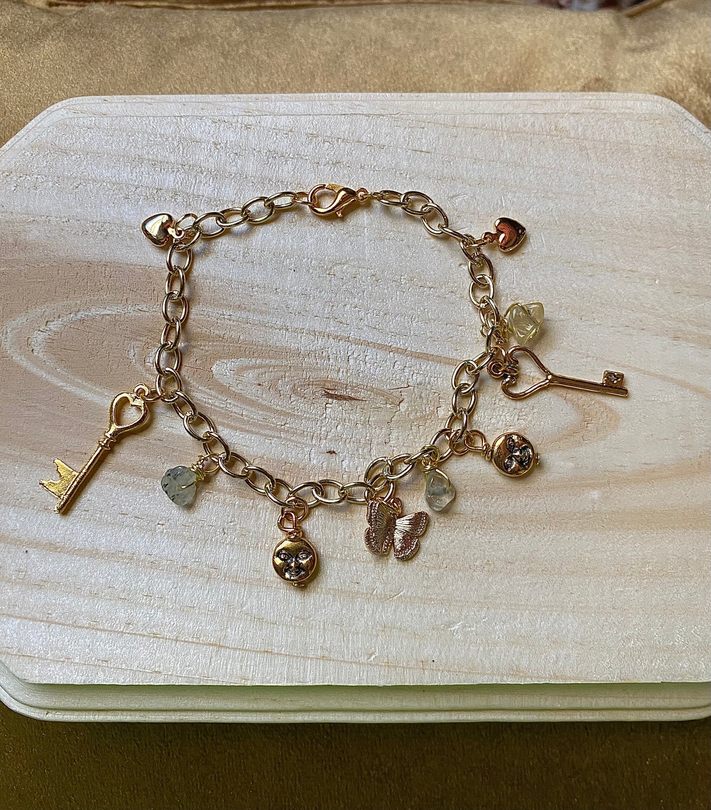 Golden Prehnite Charm Anklet