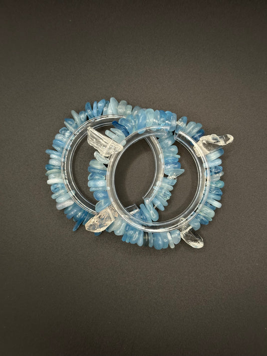 Chunky Aquamarine Bracelets (Pair)