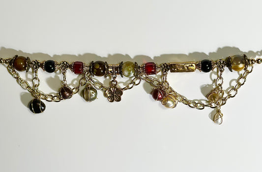 Red & Black Pearl Flower bracelet