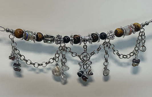 Silver Tiger Eye Charm Bracelet