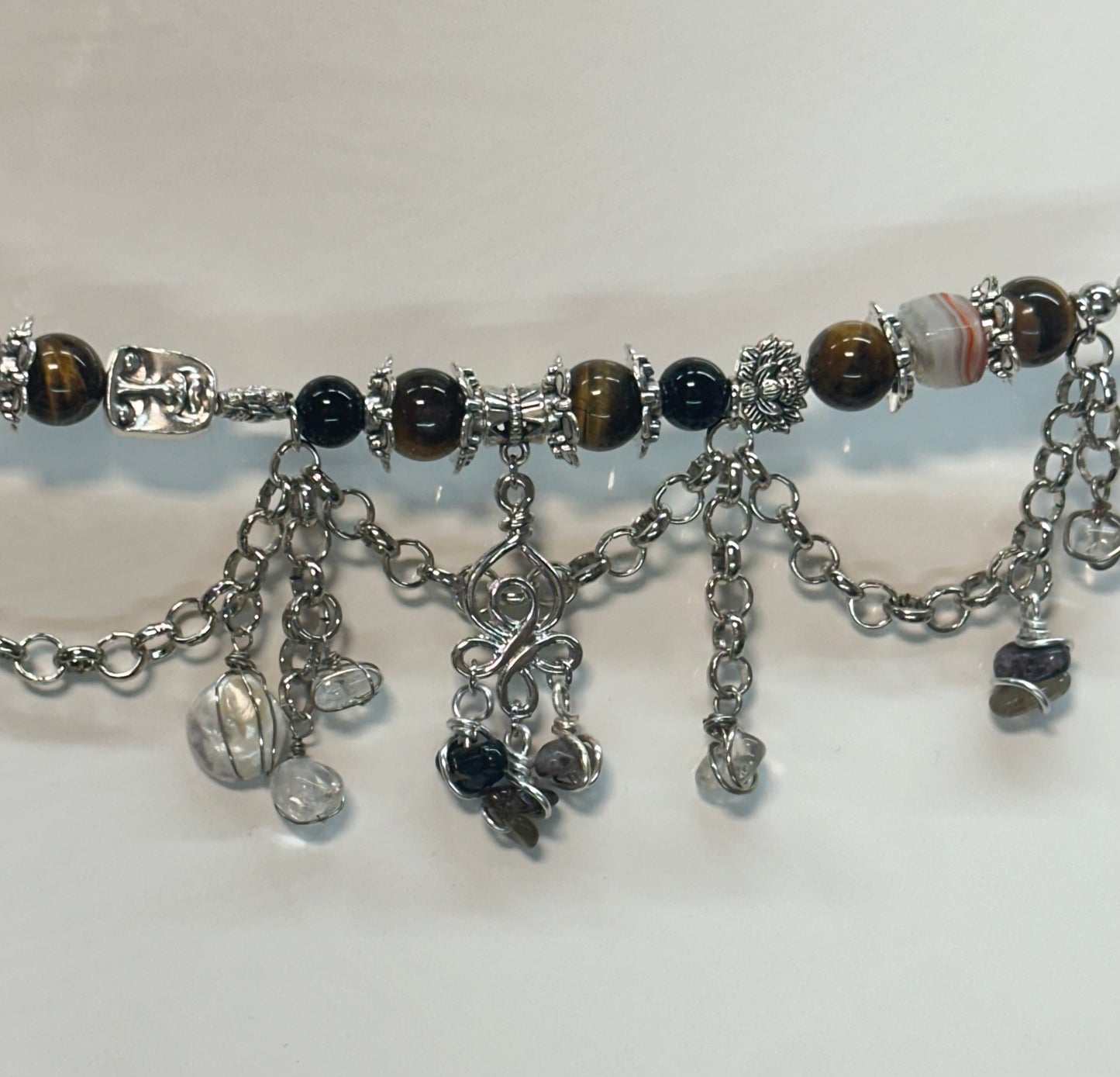 Silver Tiger Eye Charm Bracelet