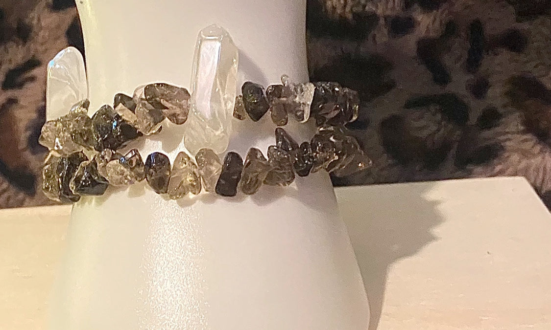 Smoky Topaz w/ Clear Quartz Crystal (Bracelet)