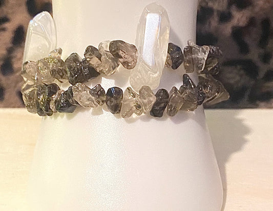 Smoky Topaz w/ Clear Quartz Crystal (Bracelet)