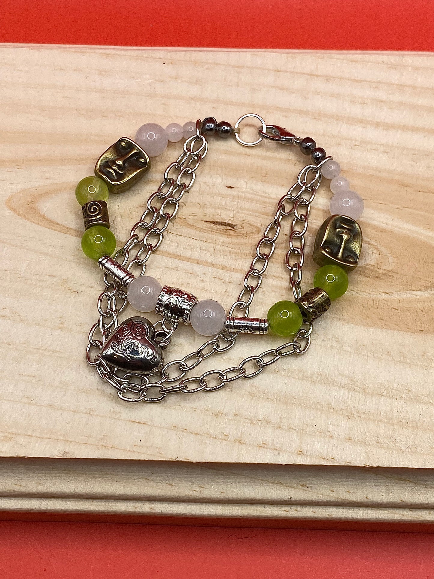 White x Green Double Chained Heart