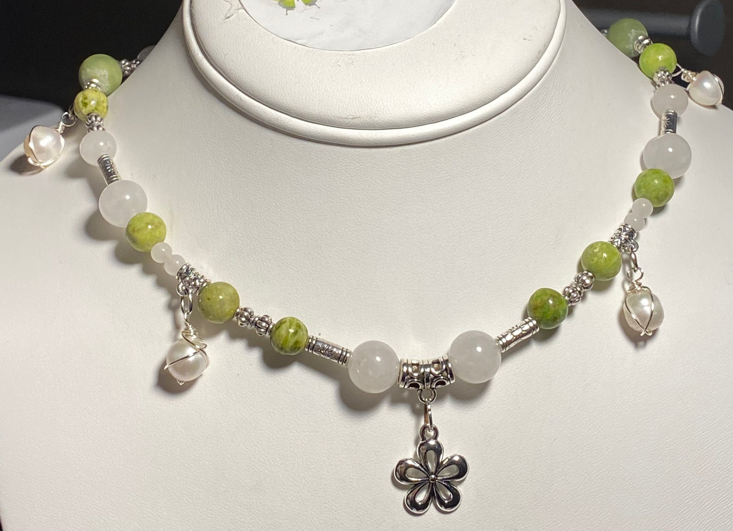 Green & White Flower