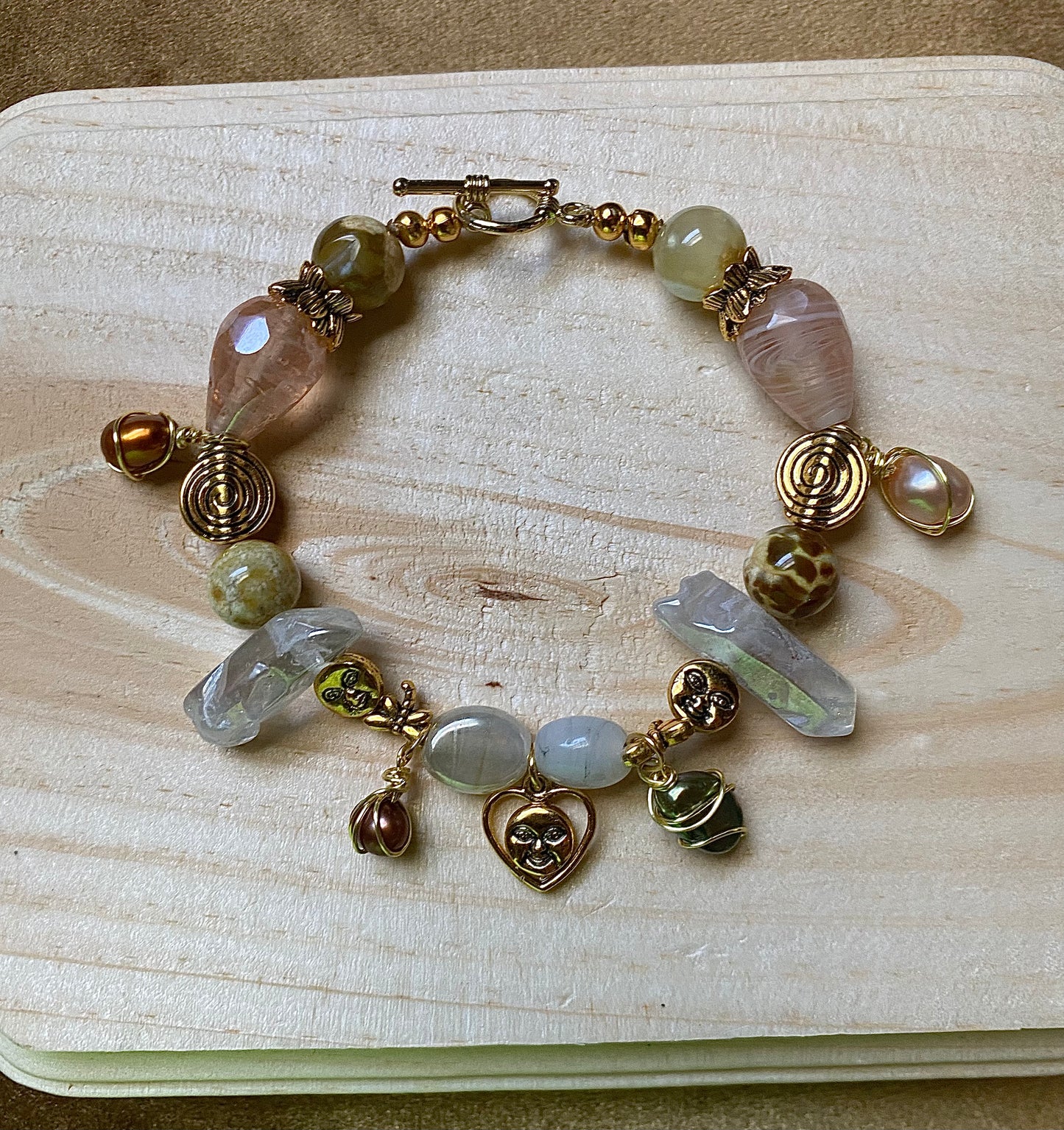 Crystal Heart W/ Freshwater Pearls