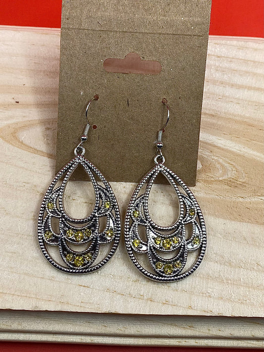 Silver Yellow Earrings